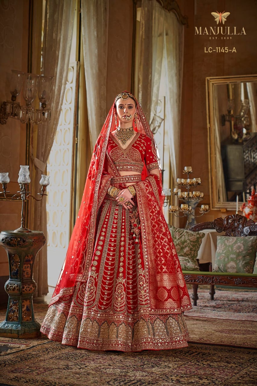 1145-A Dulhan Hit Design Manjulla Tone Silk Bridal Lehenga Choli