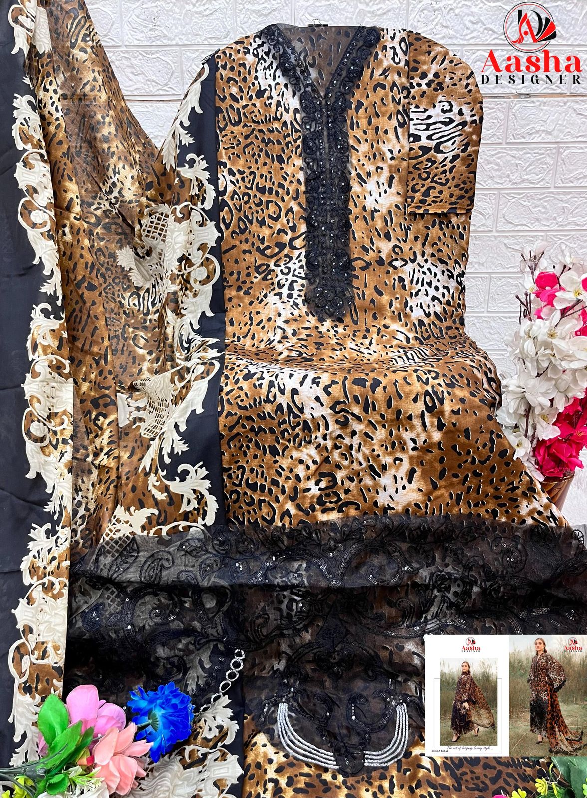 1146-C Aasha Designer Pure Cotton Pakistani Patch Suits