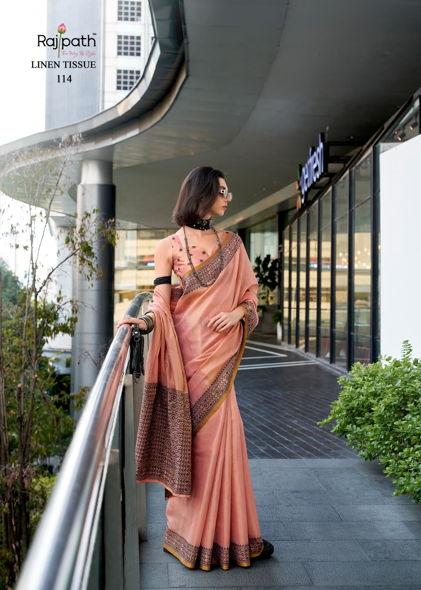 114 Blackberry Rajpath Linen Sarees