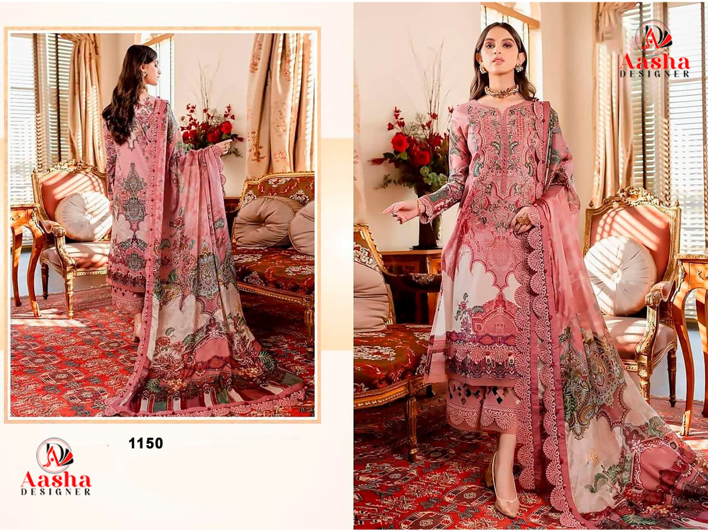 1150 Aasha Designer Pure Cotton Pakistani Patch Suits