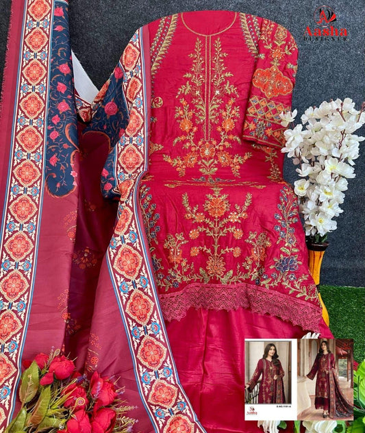1151-A Aasha Designer Embroidery Pakistani Salwar Suits