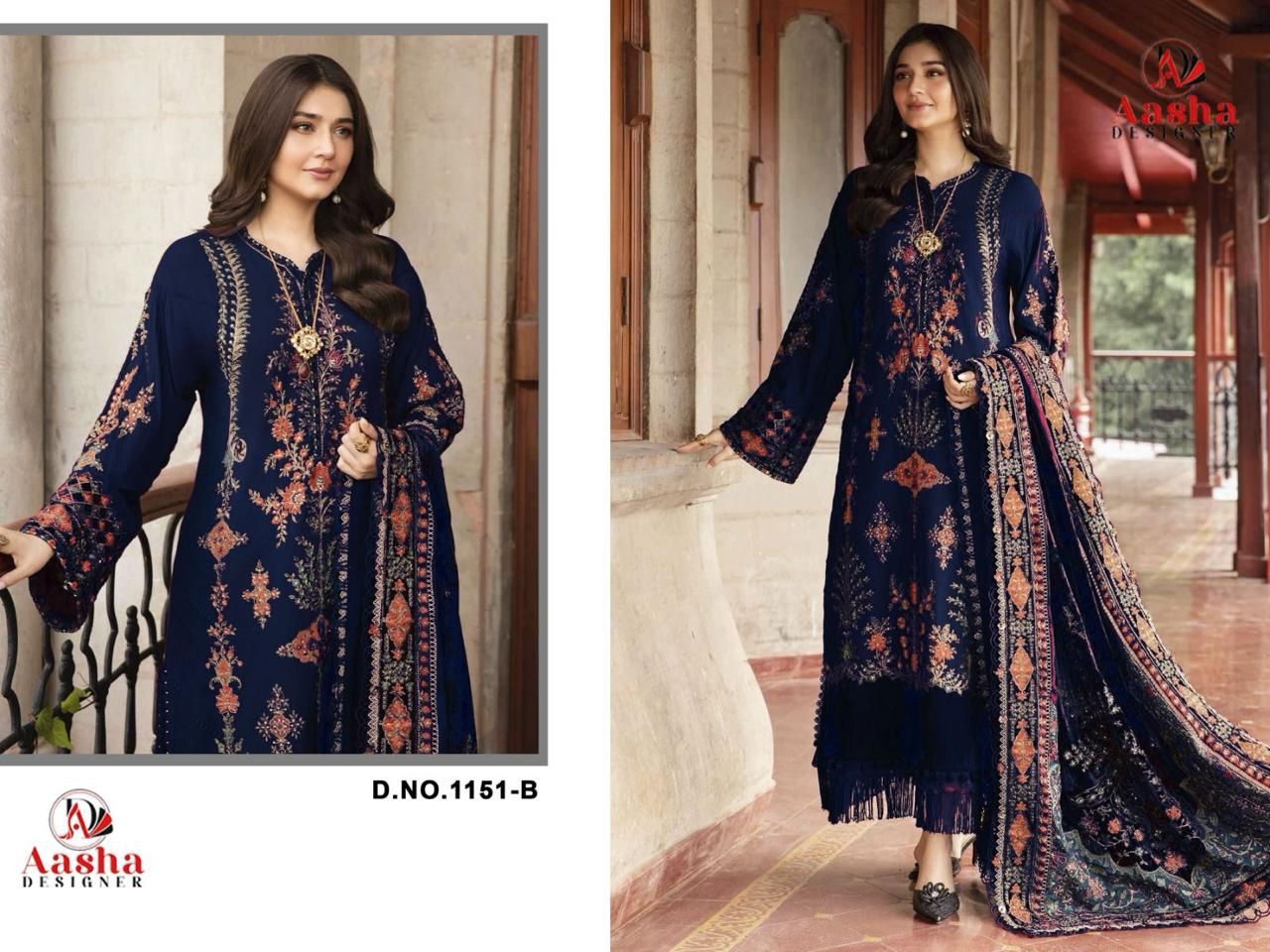 1151-B Aasha Designer Embroidery Pakistani Salwar Suits