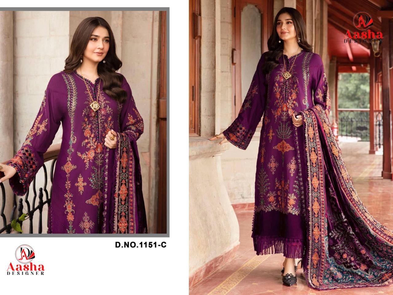 1151-C Aasha Designer Embroidery Pakistani Salwar Suits