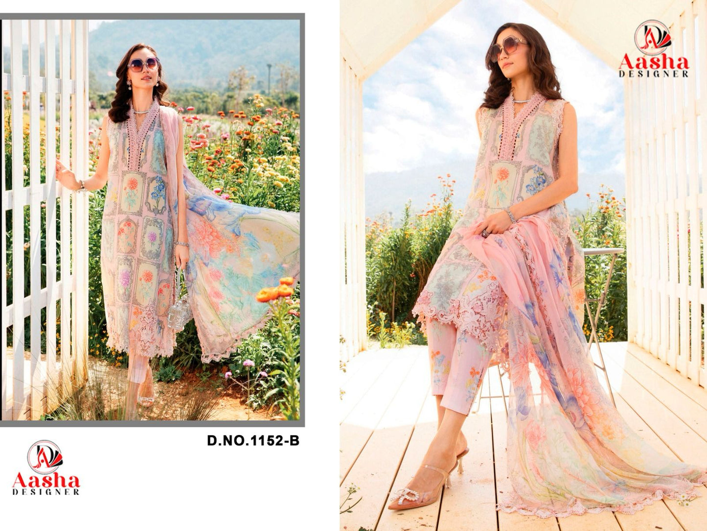 1152B Aasha Designer Pure Cotton Pakistani Patch Suits