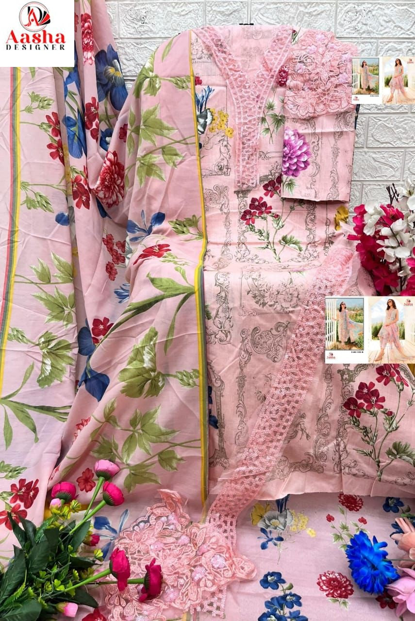 1152B Aasha Designer Pure Cotton Pakistani Patch Suits