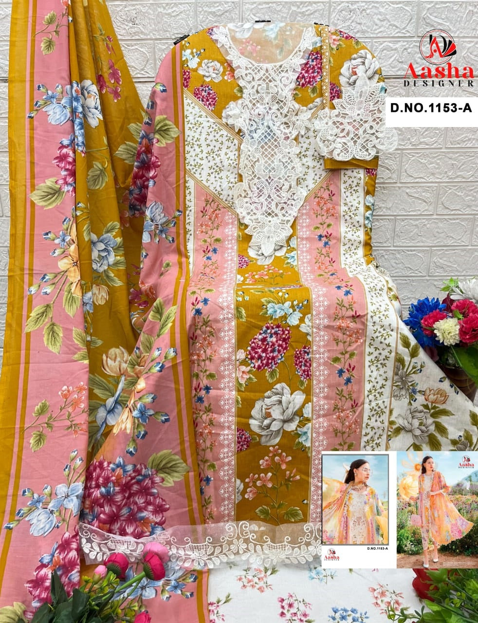 1153A Aasha Designer Pure Cotton Pakistani Patch Suits