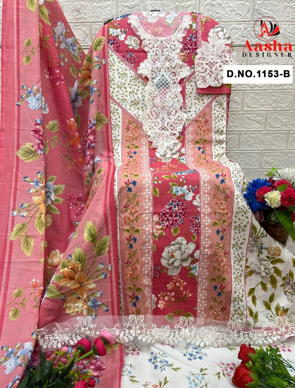 1153B Aasha Designer Pure Cotton Pakistani Patch Suits