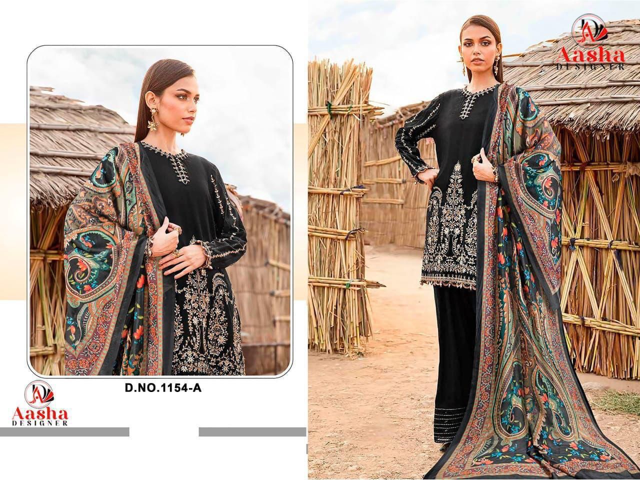 1154-A Aasha Designer Heavy Rayon Pakistani Salwar Suits