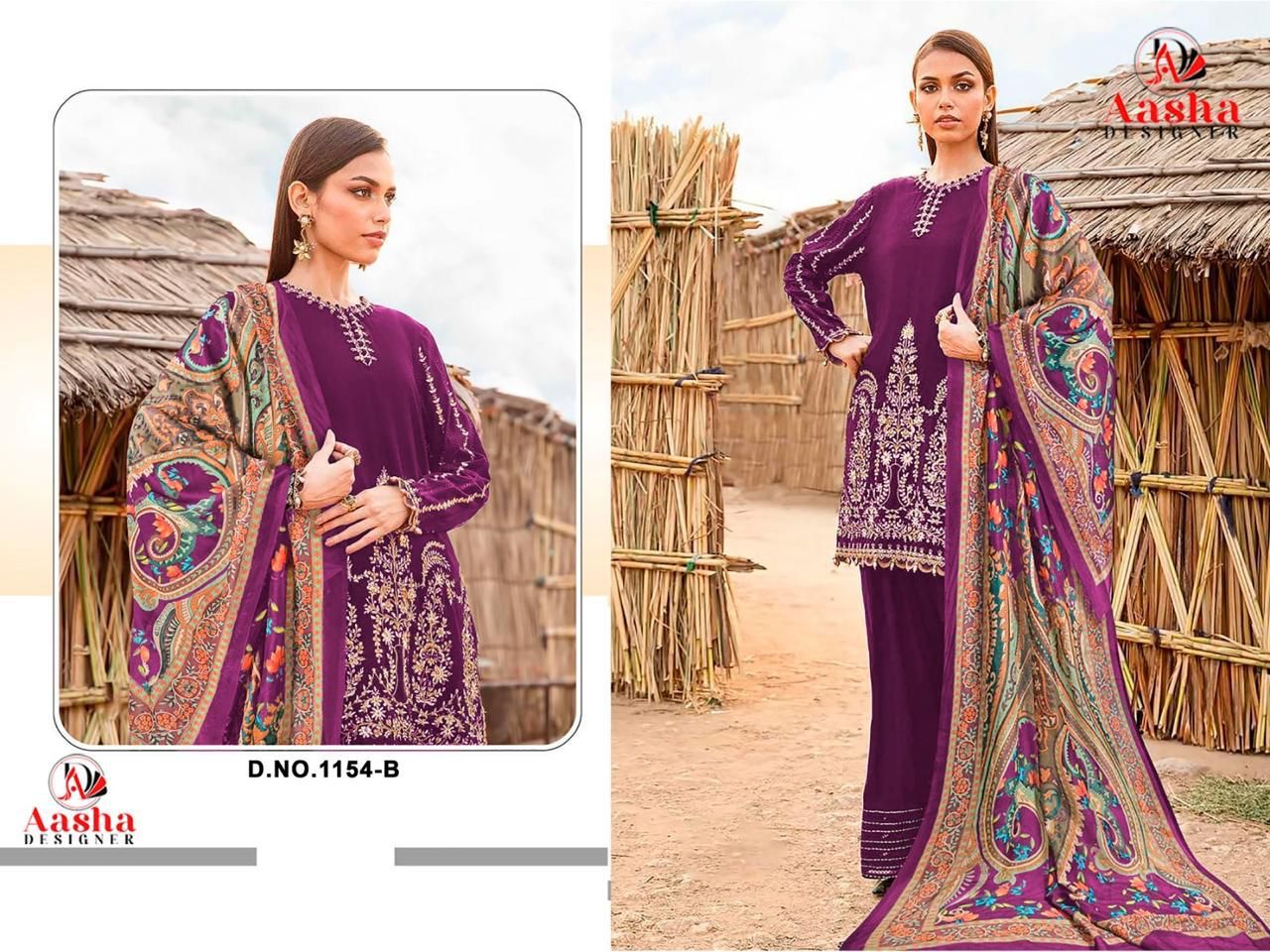 1154-B Aasha Designer Heavy Rayon Pakistani Salwar Suits
