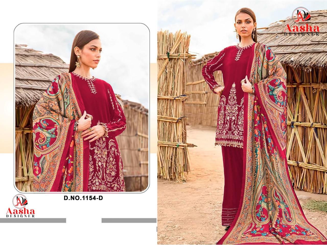 1154-D Aasha Designer Heavy Rayon Pakistani Salwar Suits