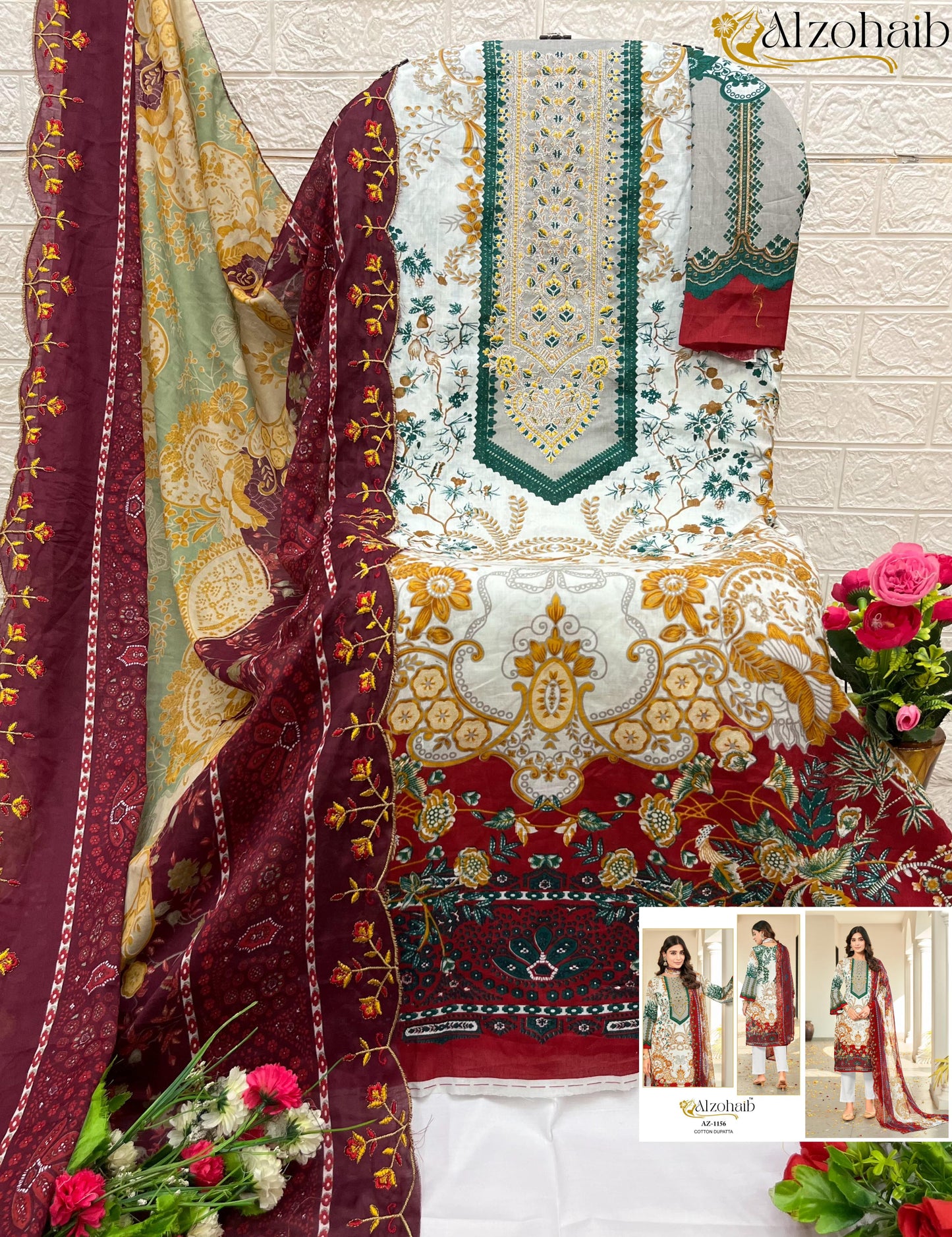 1156 Al Zohaib Pure Cotton Pakistani Salwar Suits