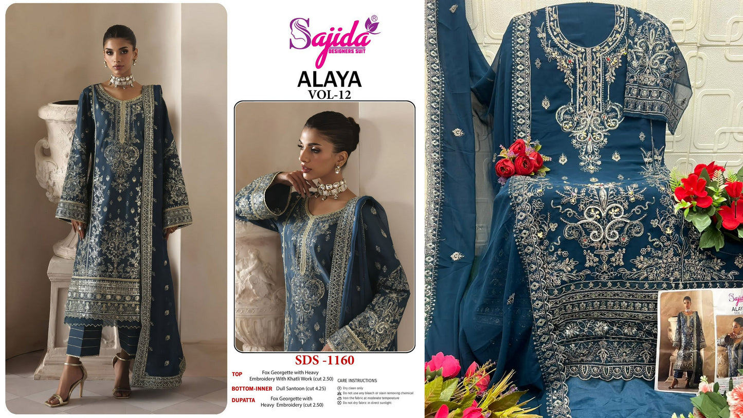 1160 Alaya Vol 12 Sajida Georgette Pakistani Salwar Suits