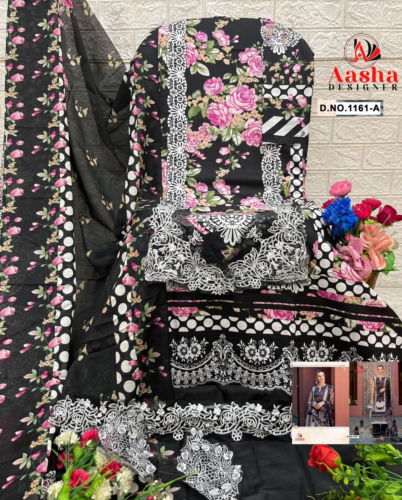 1161-A Aasha Designer Embroidery Pakistani Patch Suits