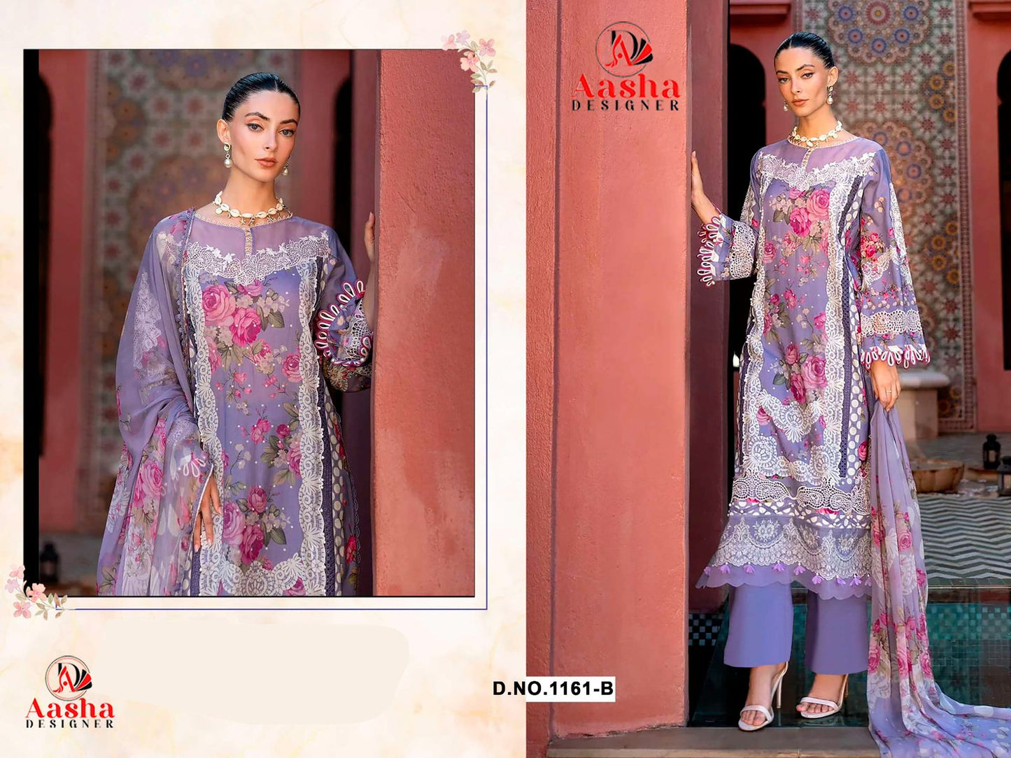 1161-B Aasha Designer Embroidery Pakistani Patch Suits
