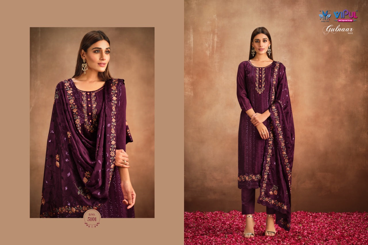 5101 Gulnaar Vol 4 Vipul Unstitched Suits