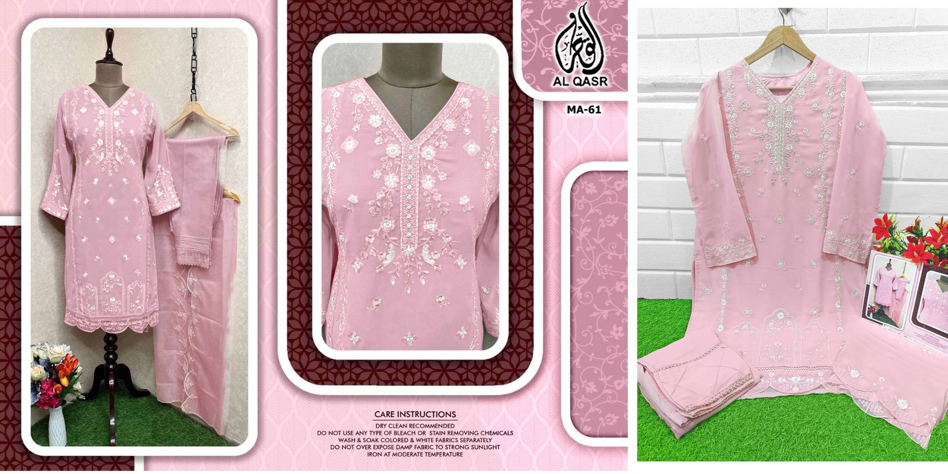 Ma-61Pink Al Qasr Pakistani Readymade Suits