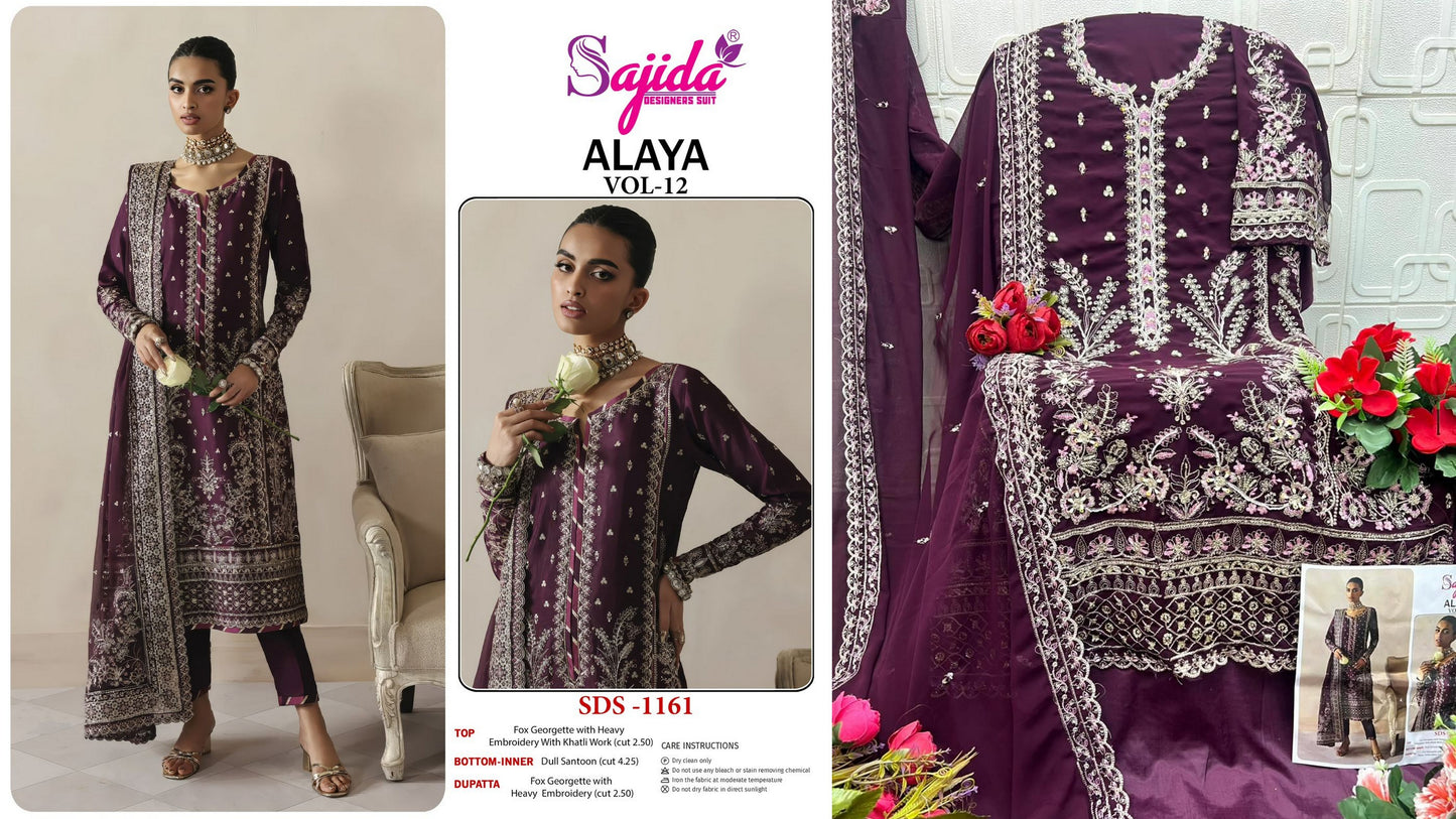 1161 Alaya Vol 12 Sajida Georgette Pakistani Salwar Suits