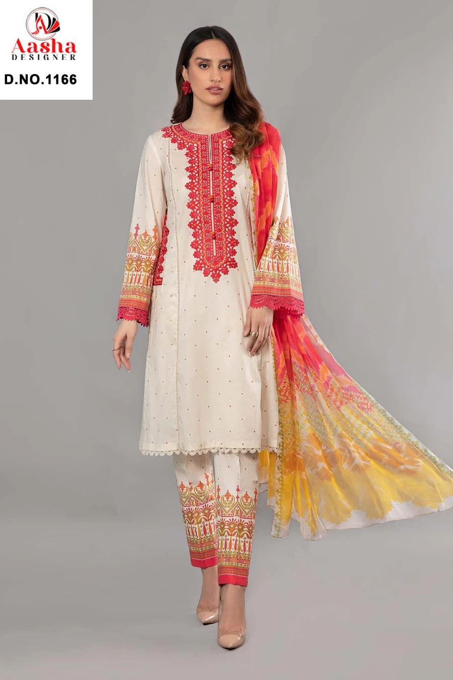 1166 Aasha Designer Embroidery Pakistani Patch Suits