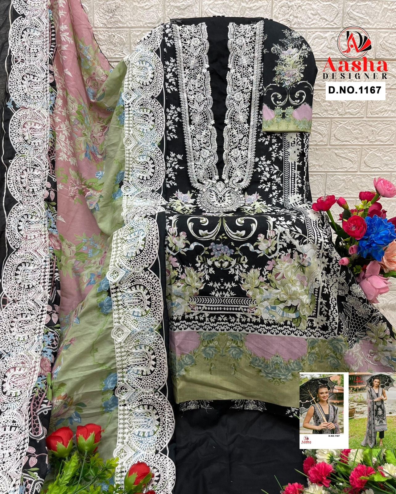 1167 Aasha Designer Printed Pakistani Patch Suits