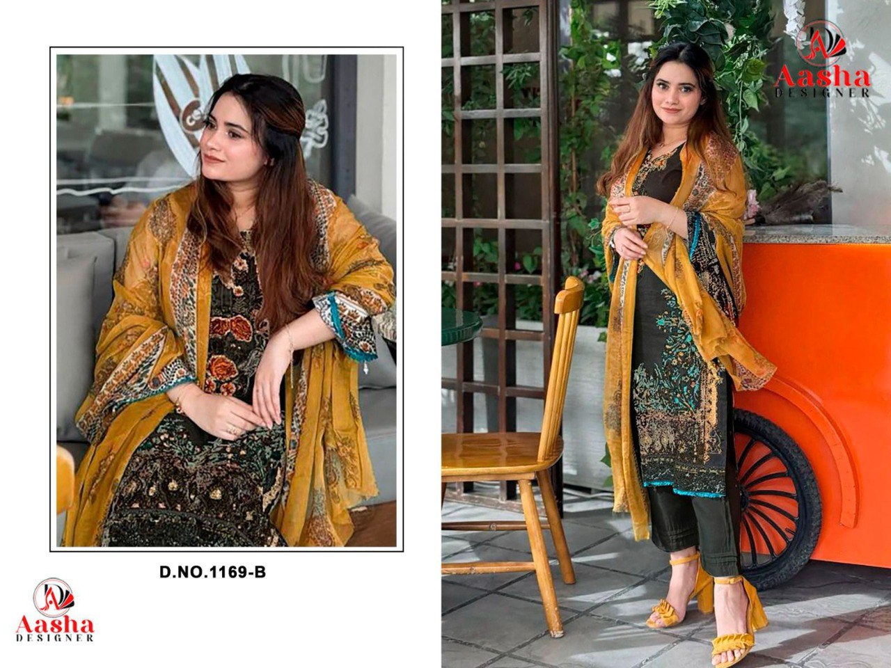 1169-B Aasha Designer Embroidery Pakistani Patch Suits