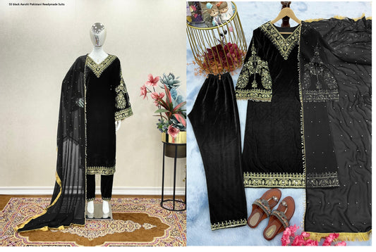 55 Black Aarohi Pakistani Readymade Suits