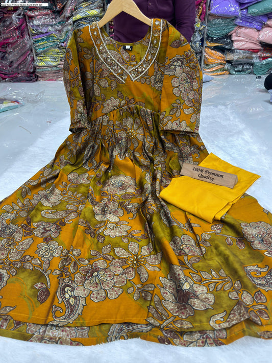 Raja Rani Yellow Qubo Kurti Pant Set