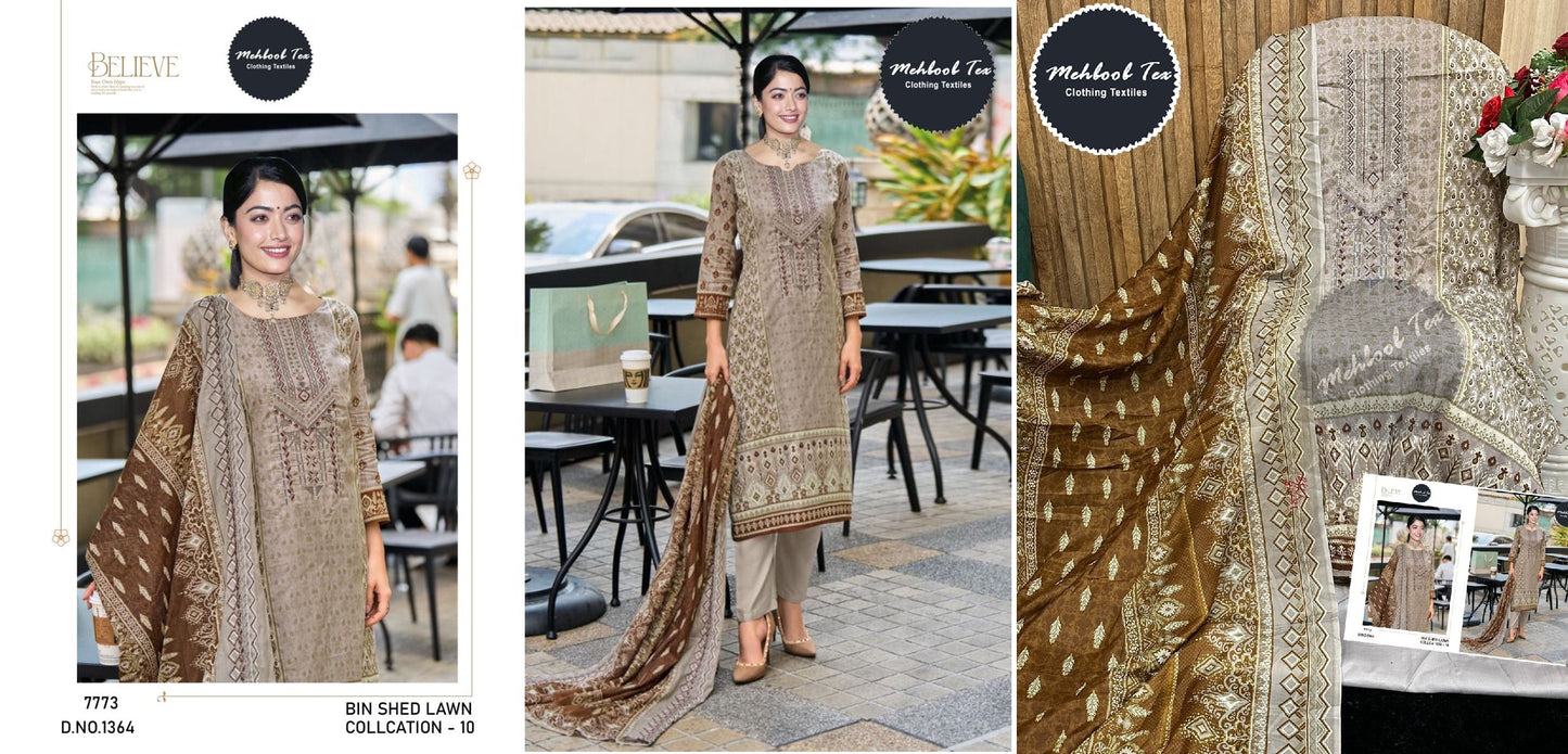 1364 Bin Saeed Lawn Collection Vol 10 Mehboob Tex Pakistani Salwar Suits