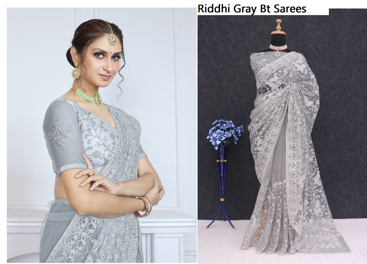 Riddhi Gray Bt Sarees