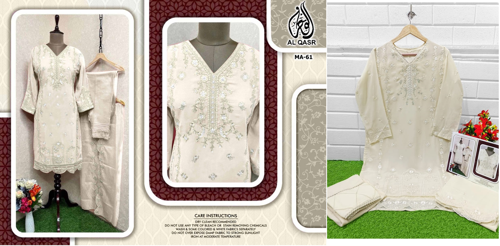 Ma-61Cream Al Qasr Pakistani Readymade Suits