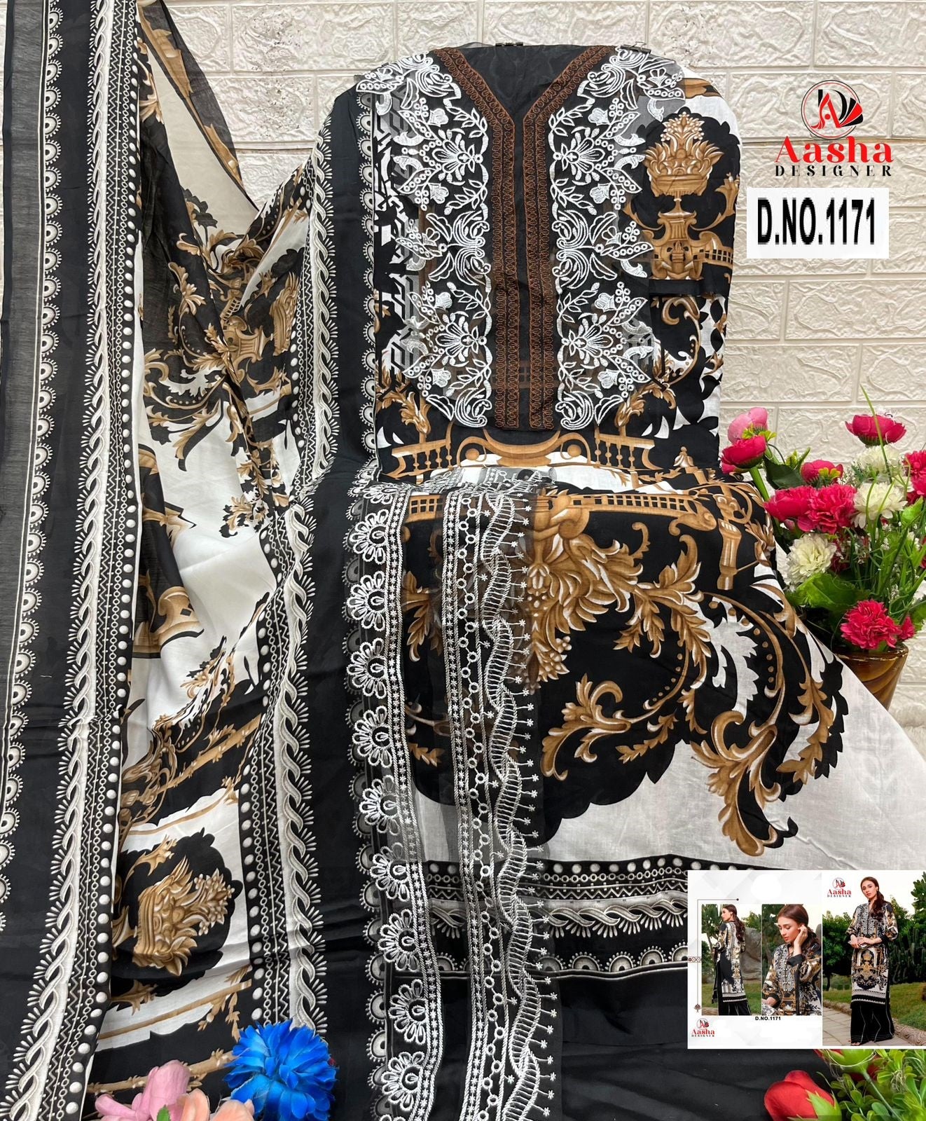 1171 Aasha Designer Embroidery Pakistani Patch Suits