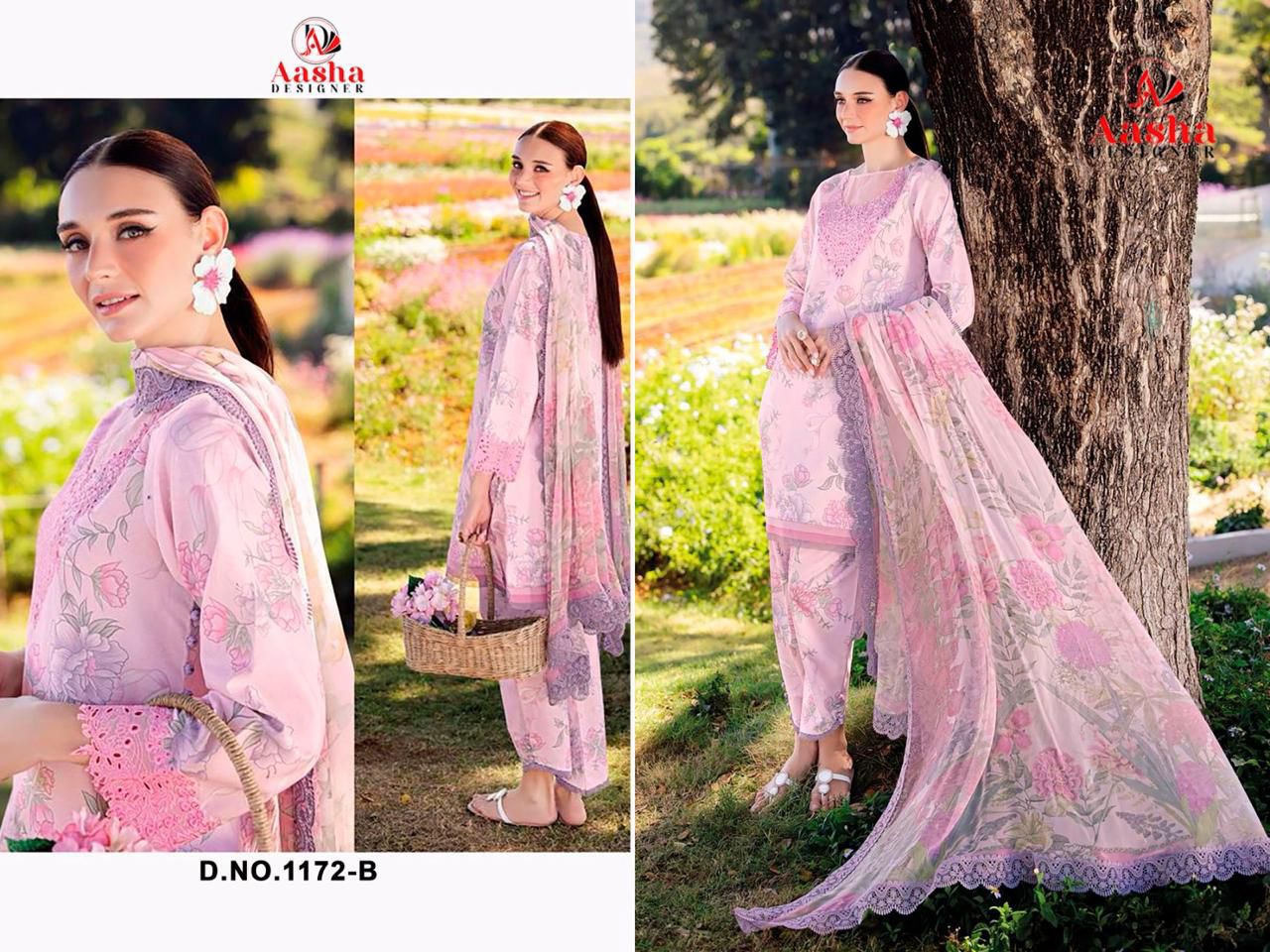 1172-B Aasha Designer Printed Pakistani Patch Suits