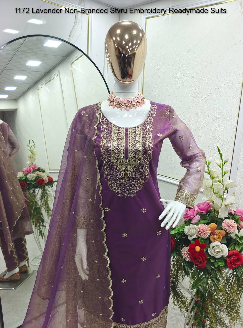 1172 Lavender Non-Branded Stvru Embroidery Readymade Suits