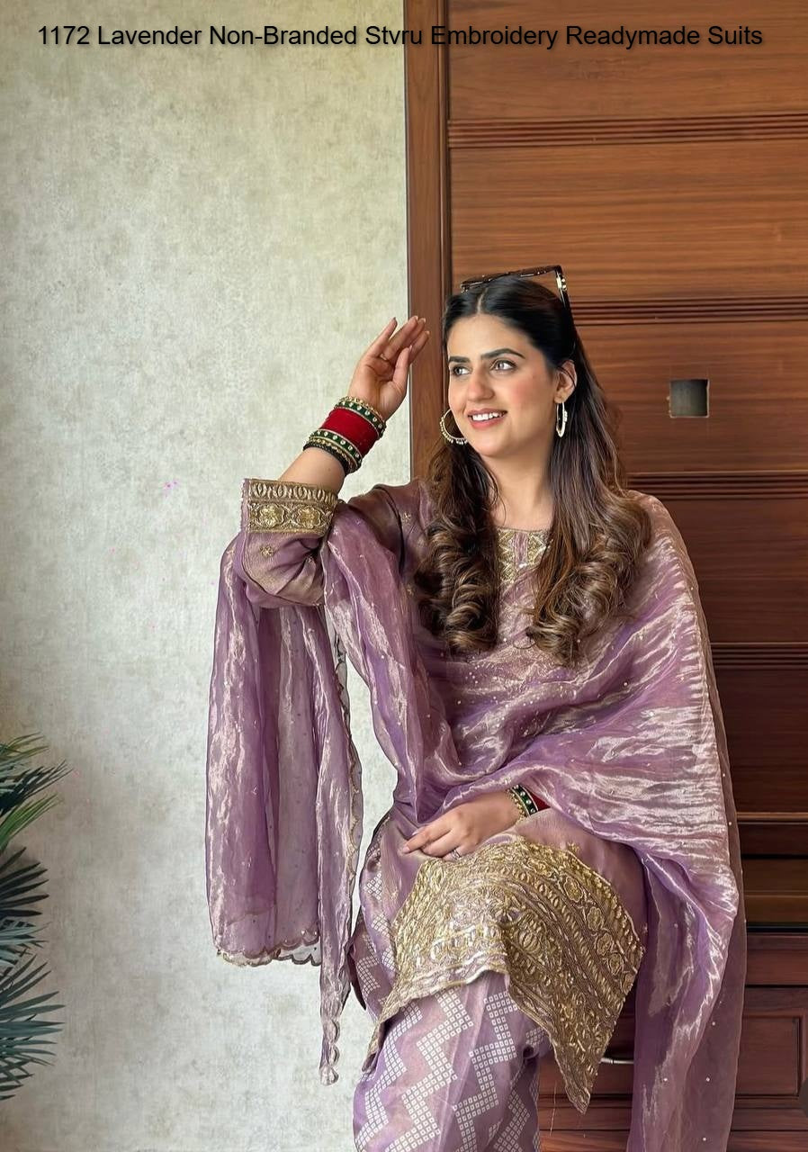 1172 Lavender Non-Branded Stvru Embroidery Readymade Suits