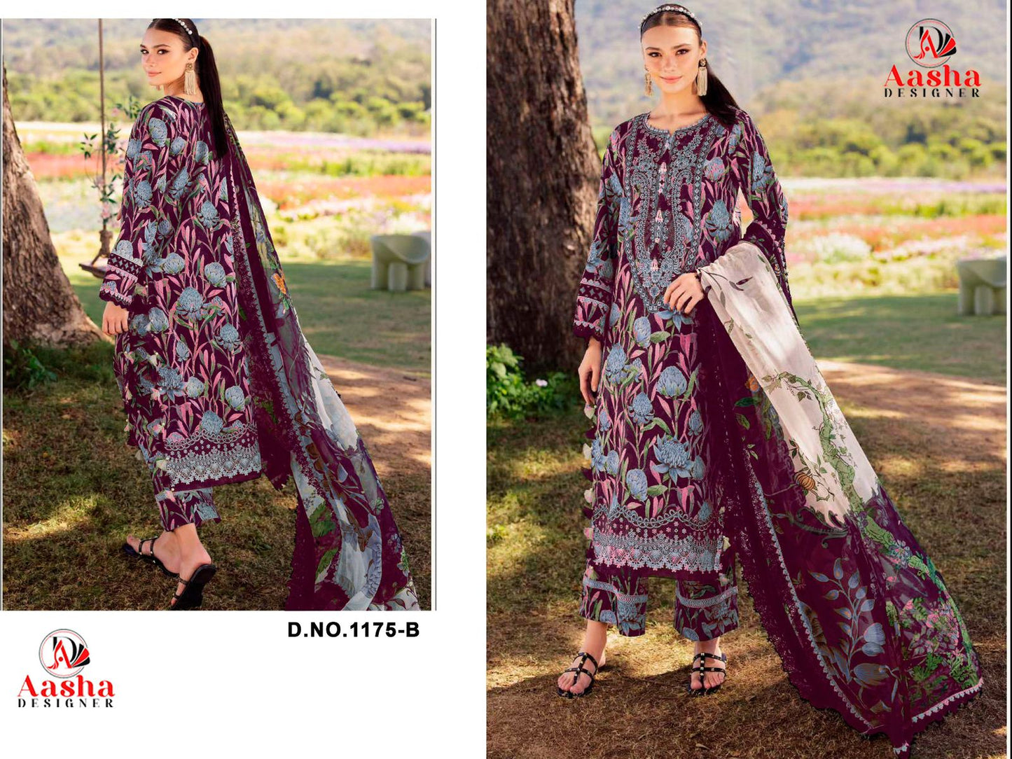 1175-B Aasha Designer Printed Pakistani Patch Suits