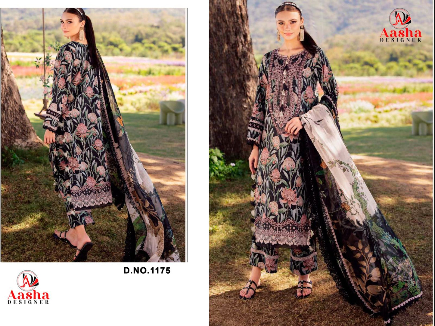 1175 Aasha Designer Printed Pakistani Patch Suits
