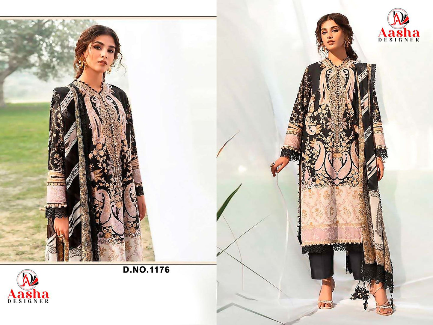 1176 Aasha Designer Printed Pakistani Patch Suits