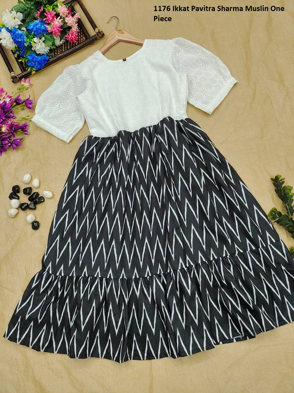 1176 Ikkat Pavitra Sharma Muslin One Piece