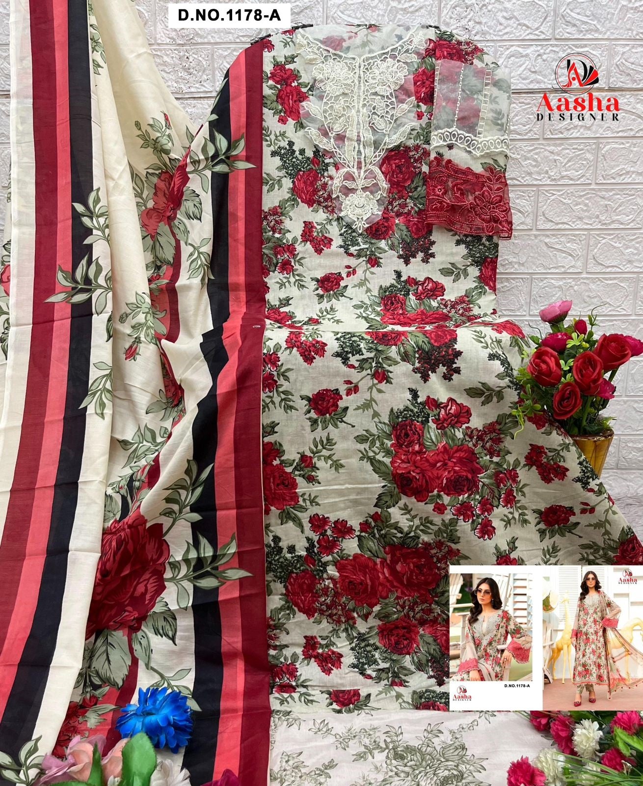 1178-A Aasha Designer Printed Pakistani Patch Suits