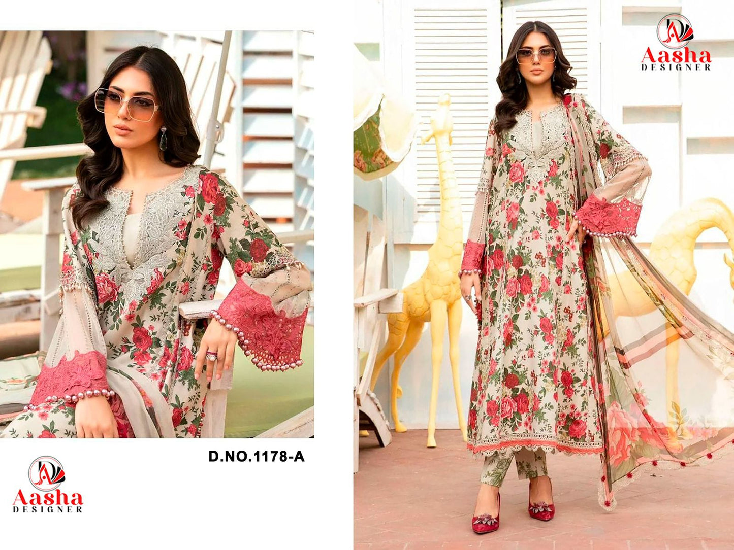 1178-A Aasha Designer Printed Pakistani Patch Suits