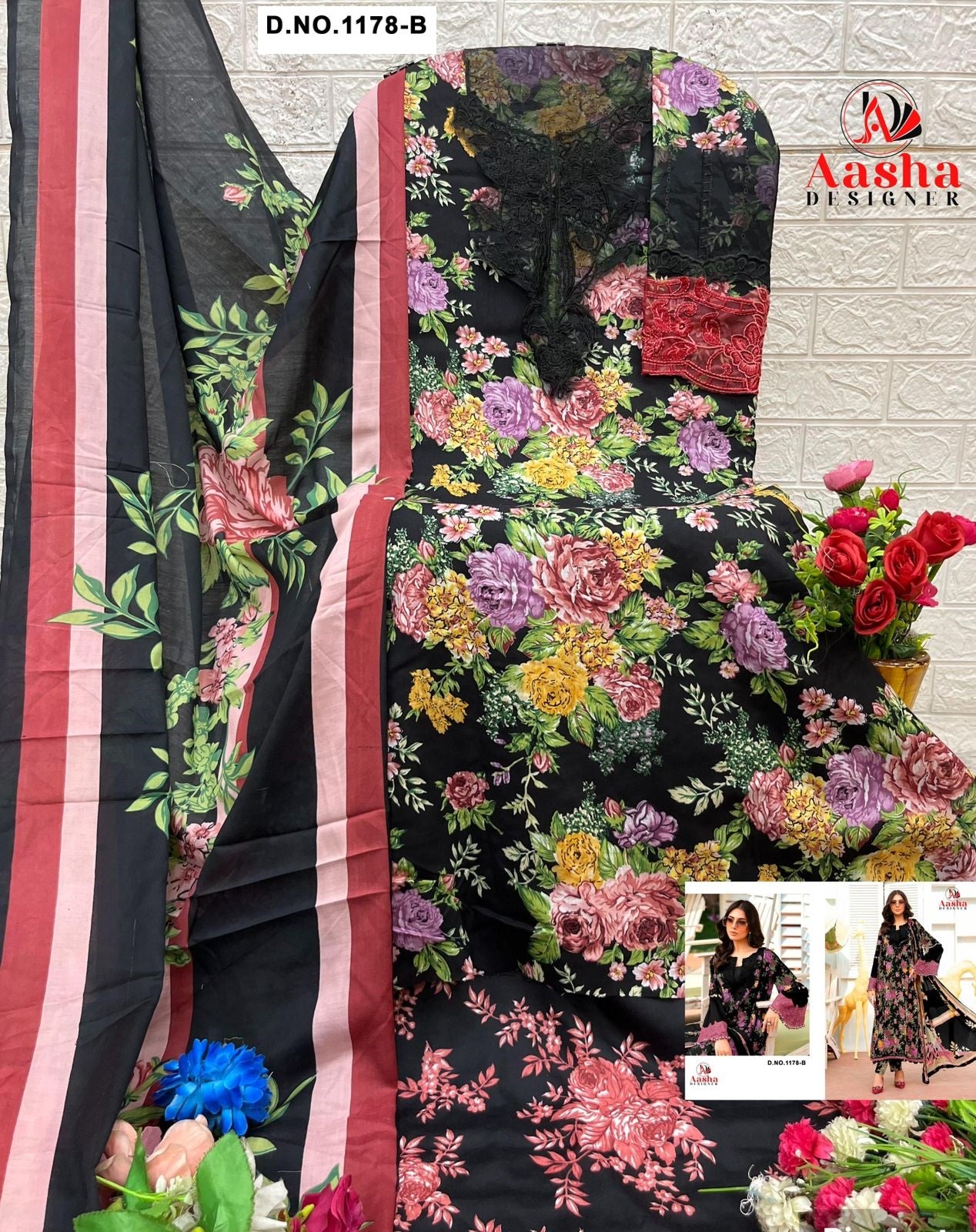 1178-B Aasha Designer Printed Pakistani Patch Suits