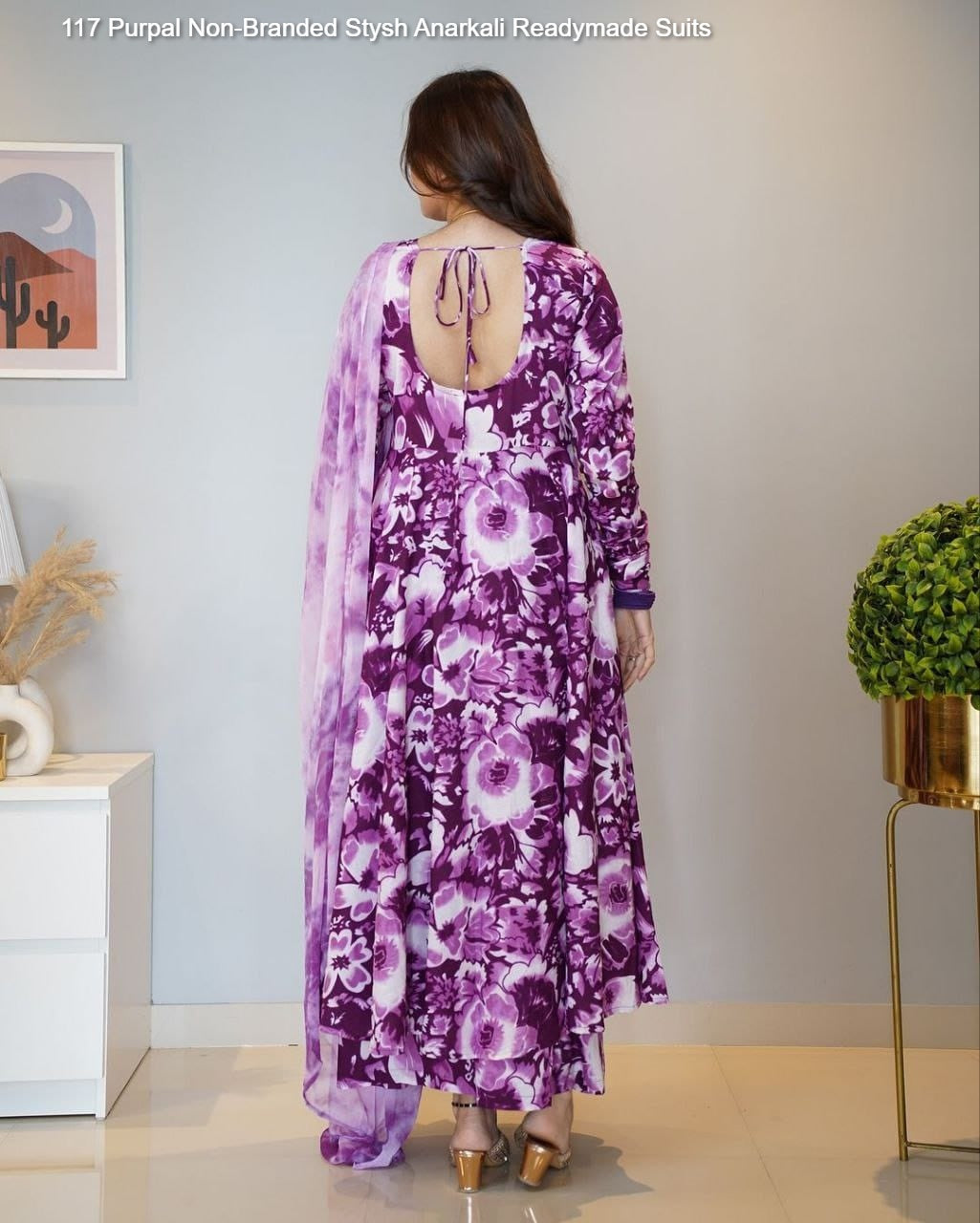 117 Purpal Non-Branded Stysh Anarkali Readymade Suits