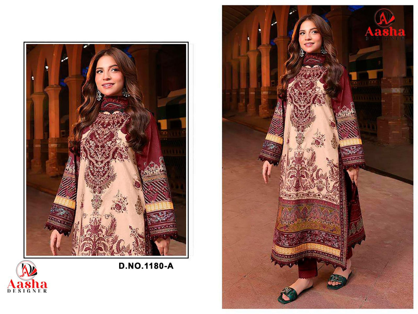 1180-A Aasha Designer Printed Pakistani Patch Suits