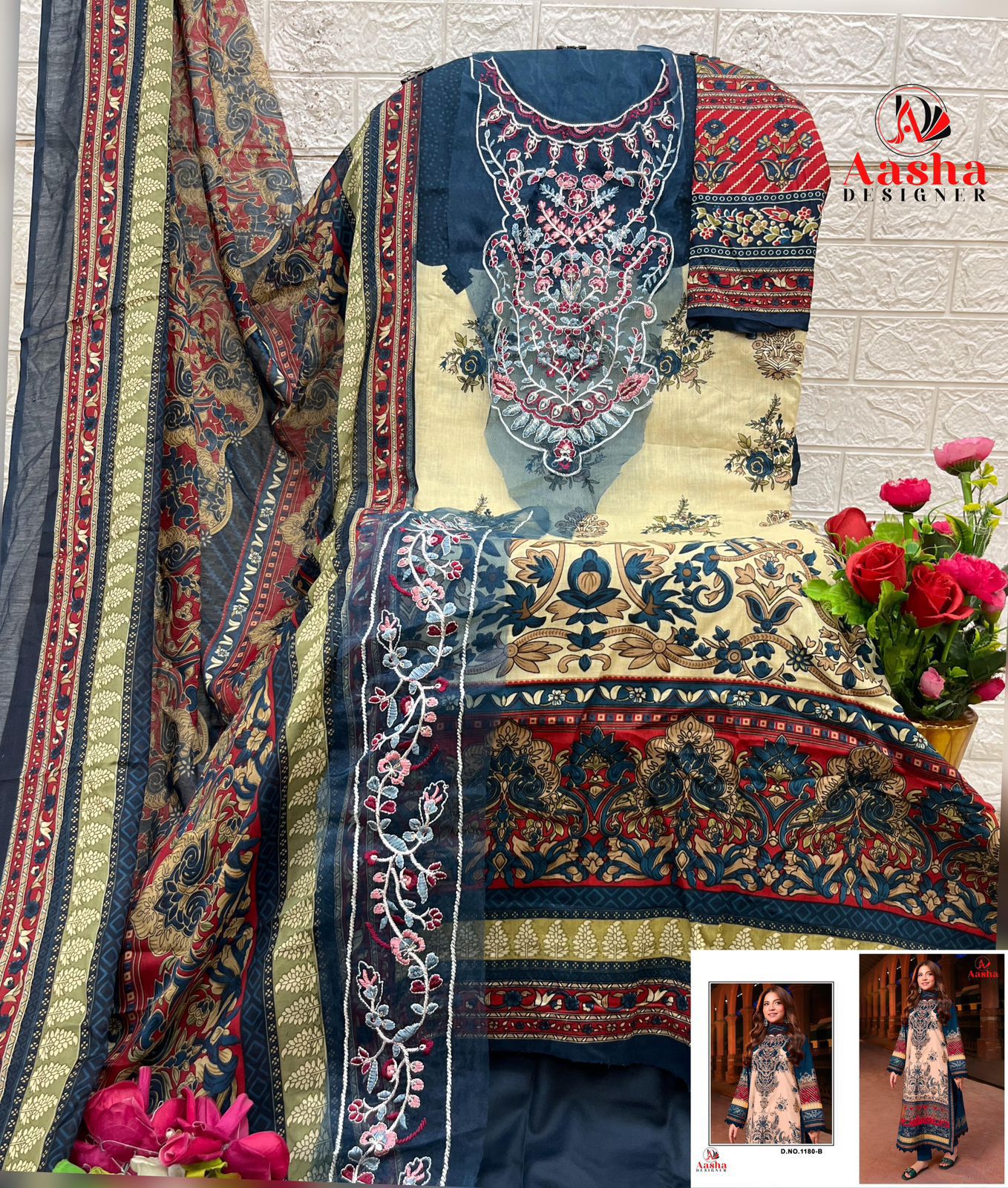 1180-B Aasha Designer Printed Pakistani Patch Suits
