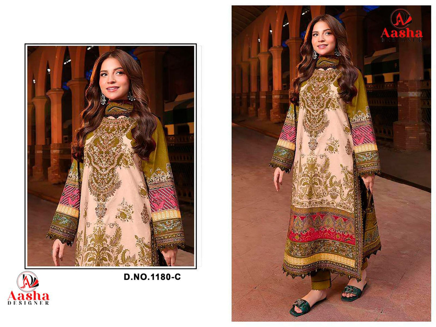 1180-C Aasha Designer Printed Pakistani Patch Suits