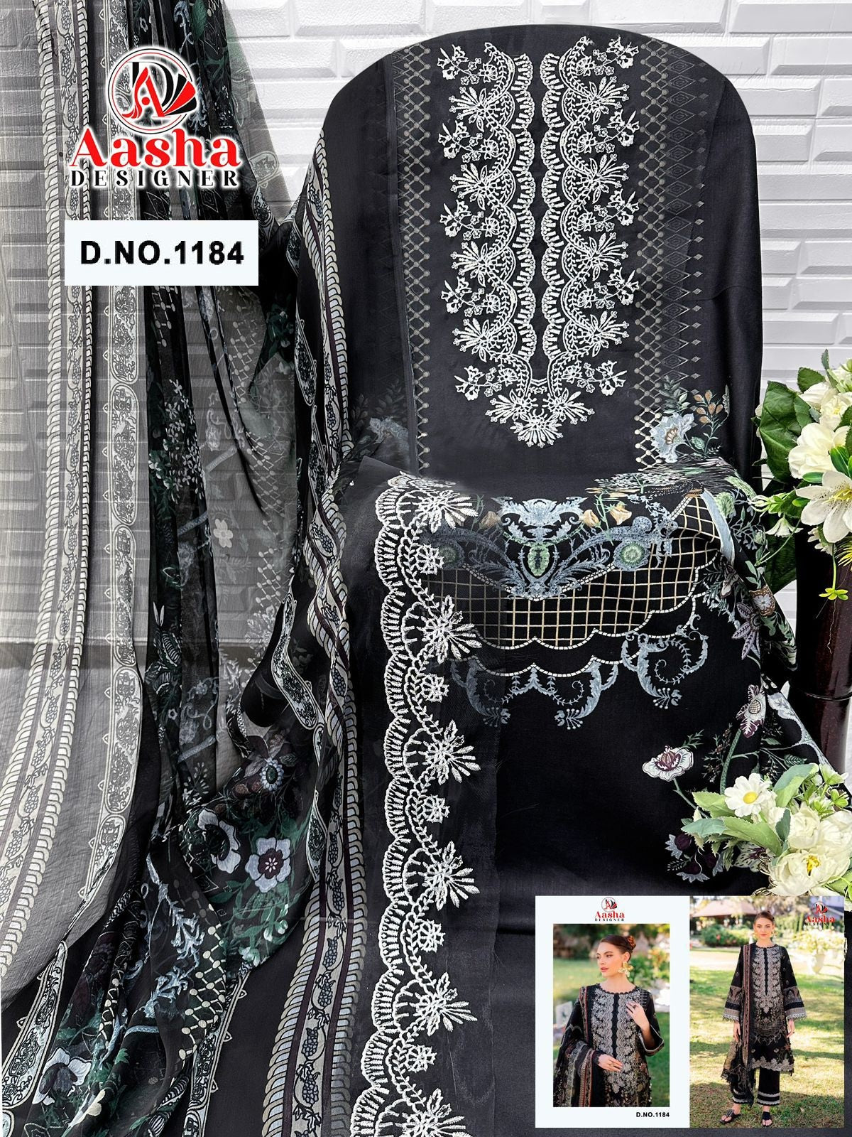 1184 Aasha Designer Printed Pakistani Patch Suits