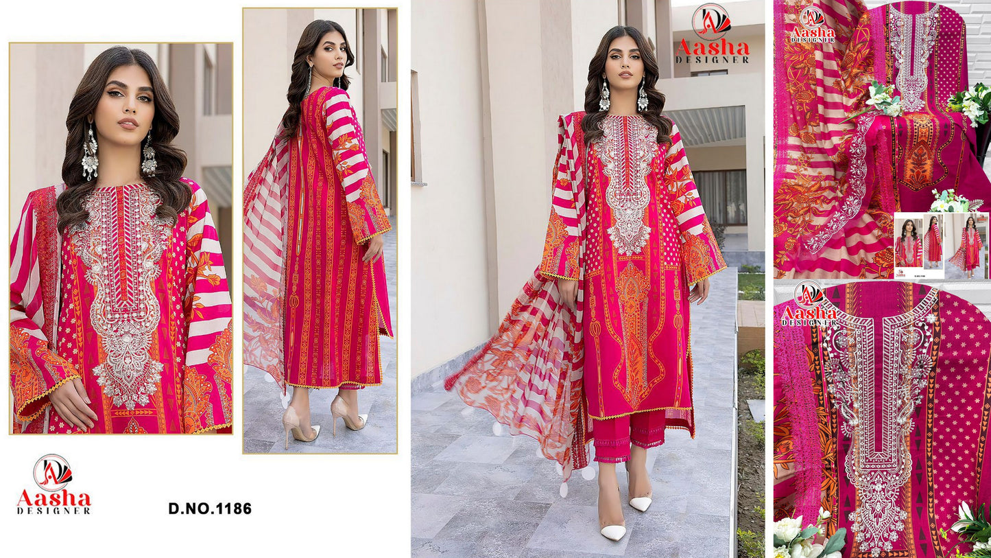 1186 Aasha Designer Pure Cotton Pakistani Salwar Suits