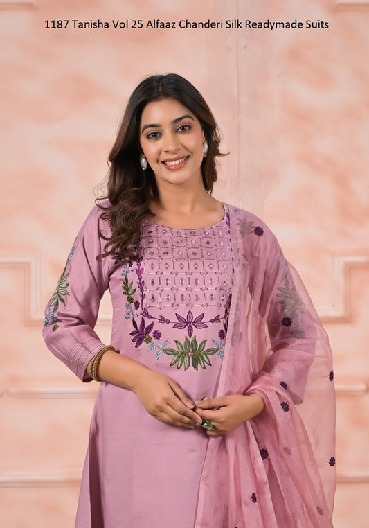 1187 Tanisha Vol 25 Alfaaz Chanderi Silk Readymade Suits