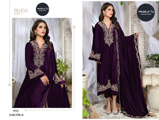 1198-D Mehboob Tex Embroidery Velvet Suits