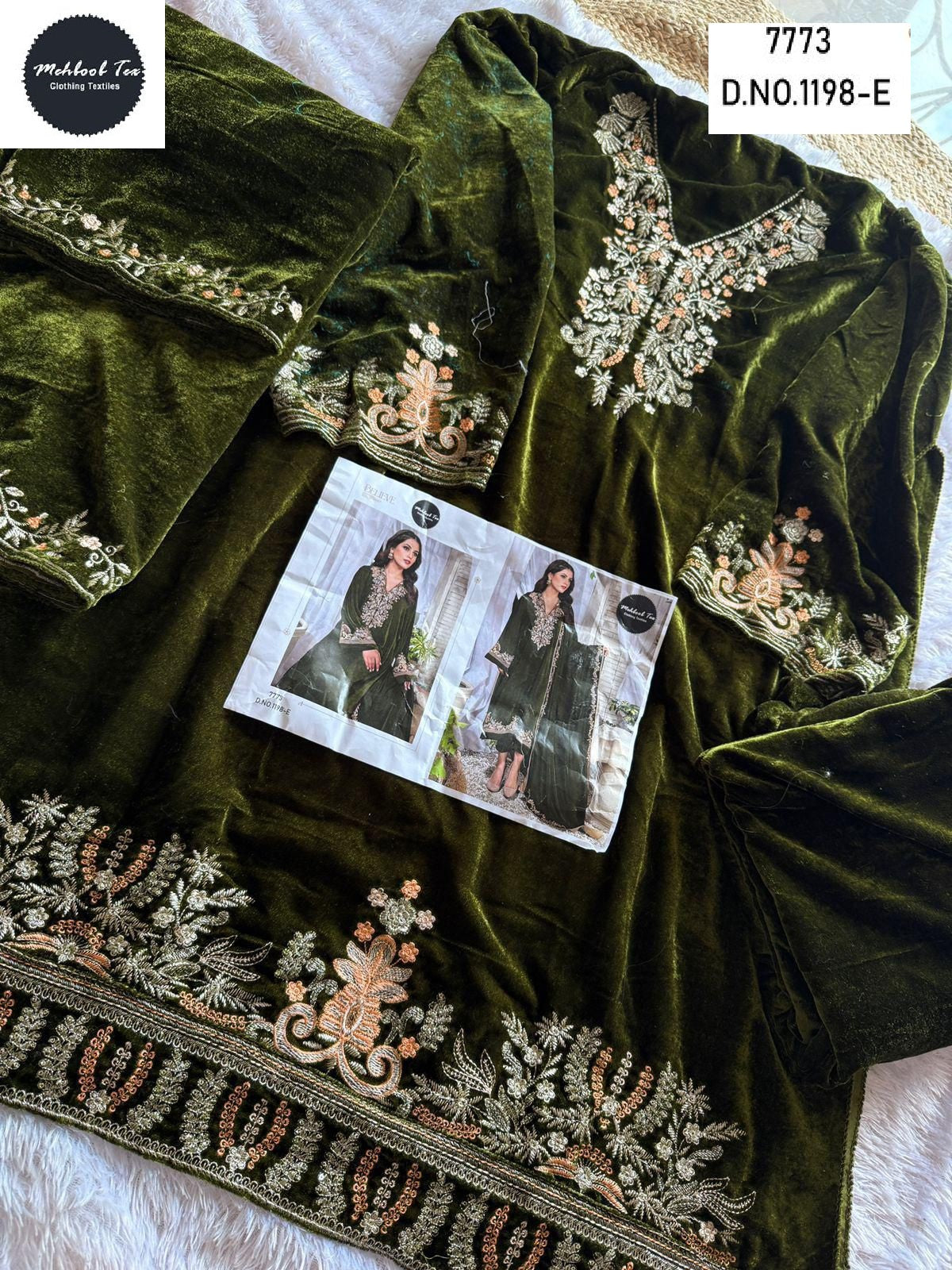1198-E Mehboob Tex Embroidery Velvet Suits