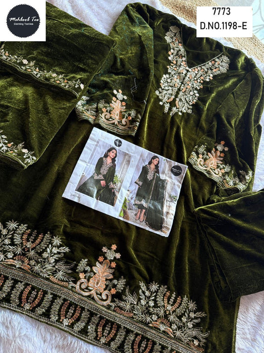 1198-E Mehboob Tex Embroidery Velvet Suits